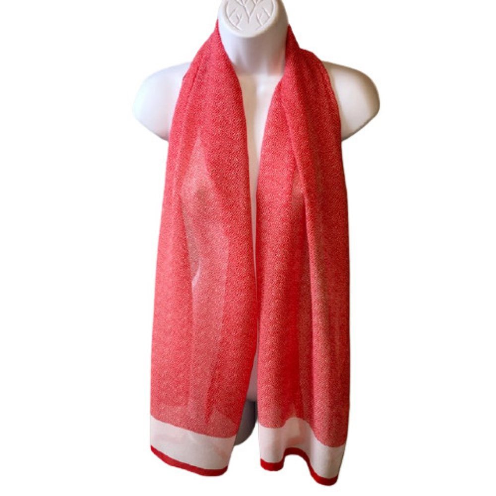 Vintage Red White Scarf Oblong